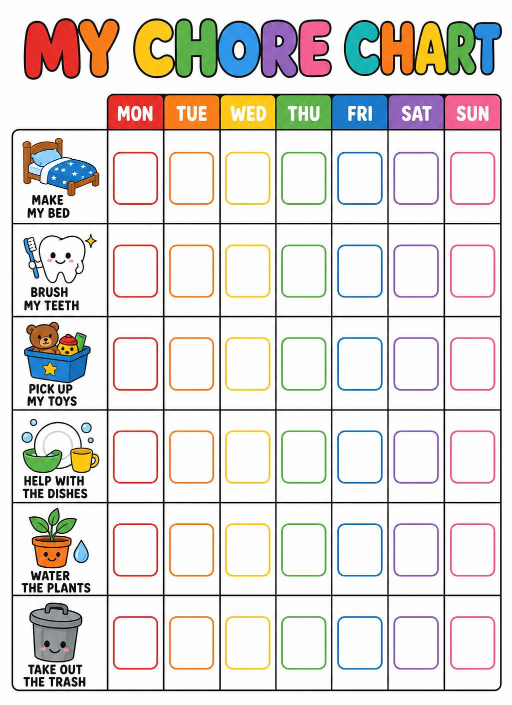 Kids Chore Chart — Free Printable Weekly PDF (No Signup)